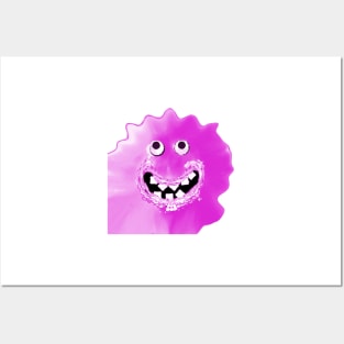 Goofy Jelly Monster Emoji Pixel Smiling Face Posters and Art